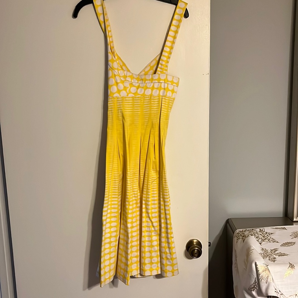 Calvin Klein yellow and white polka dot classic cross dress!